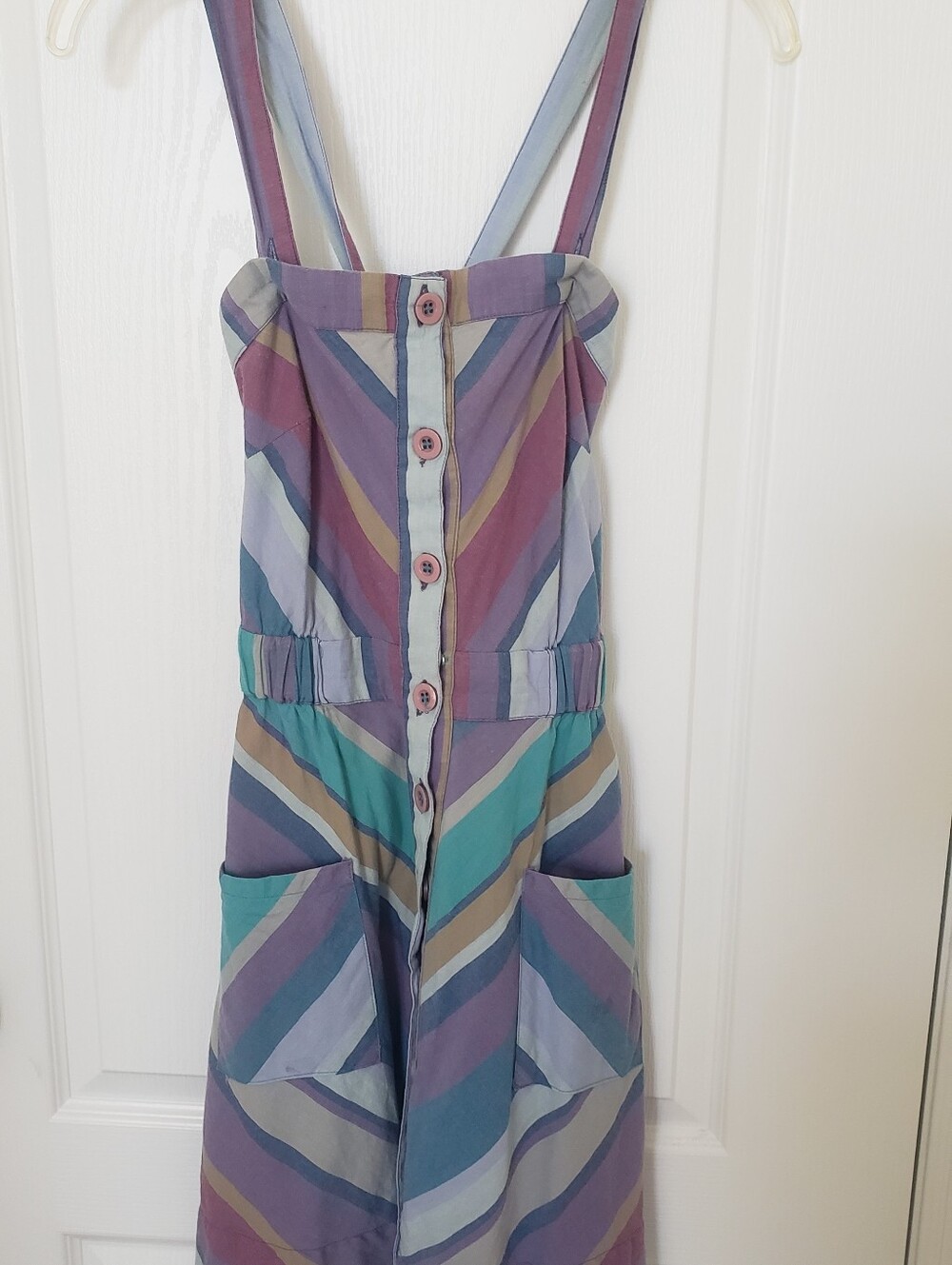Striped Button-Front Sundress with Pockets - Multicolor